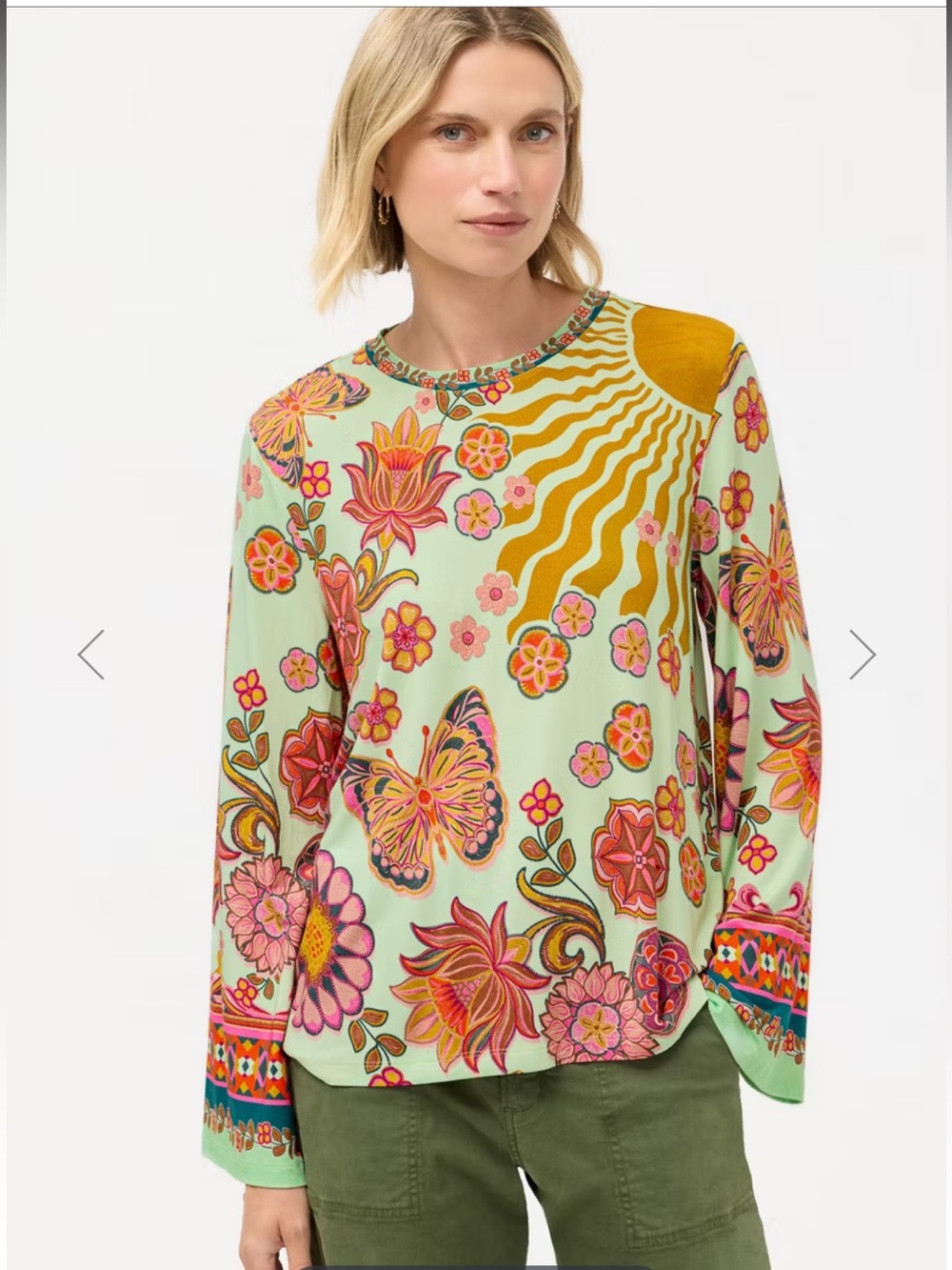 NWT JOHNNY WAS THE JANIE FAVORITE FLARE SLEEVE CREW NECK
